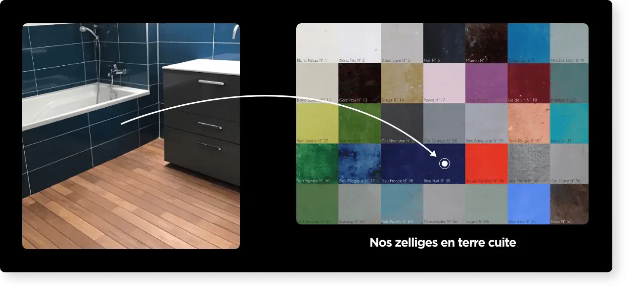 Zelliges à accorder avec le parquet bateau