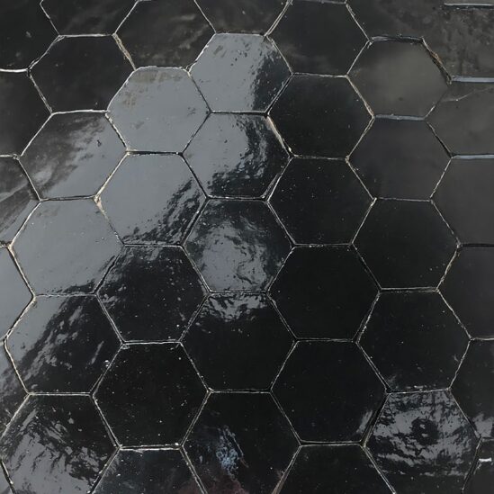 Zellige hexagonal Noir - 10 x 10 cm