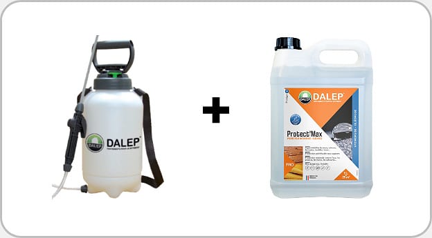 protection du travertin avec de l'hydrofuge et un pulvérisateur