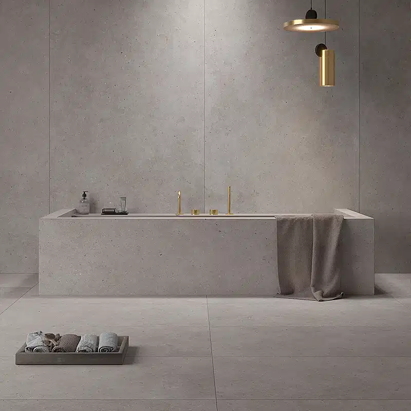 Salle de bain avec le gris Catalan format 60x120 cm