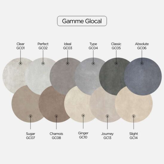 schéma des différentes teintes des grès cérame de la gamme Glocal